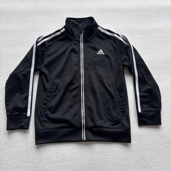 adidas Other - ADIDAS Boys Kids Three Stripe Tricot Classic Activewear Zip Jacket‎ Size 6 Black